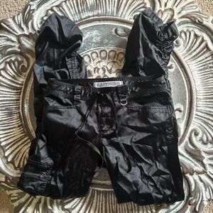 Vintage NWOT EXPRESS Satin Cargo Black Casual Bottoms 2